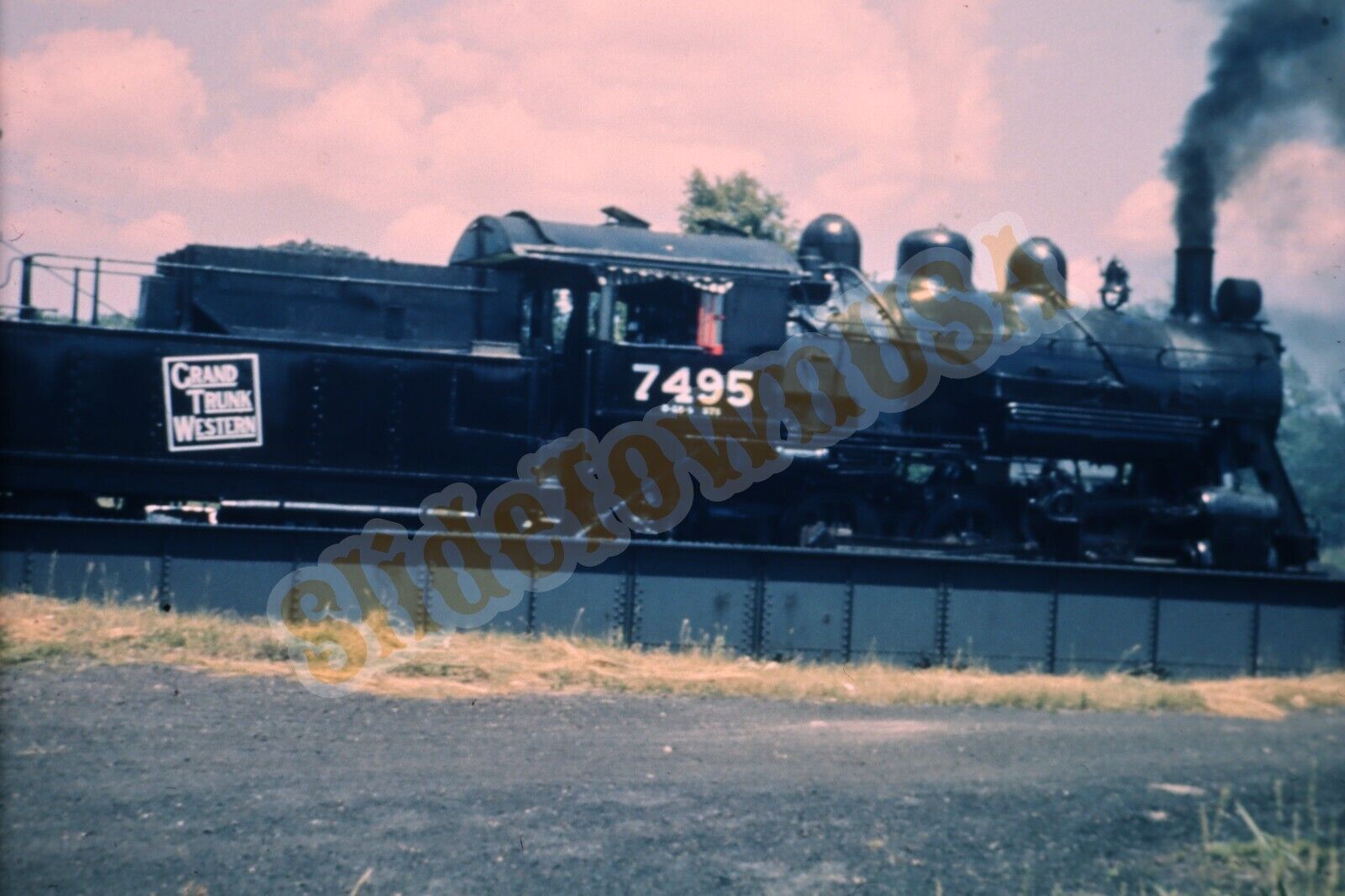 Vtg 1950 Duplicate Train Slide 7495 Grand Trunk West 0-6-0 Durand MI X7O024