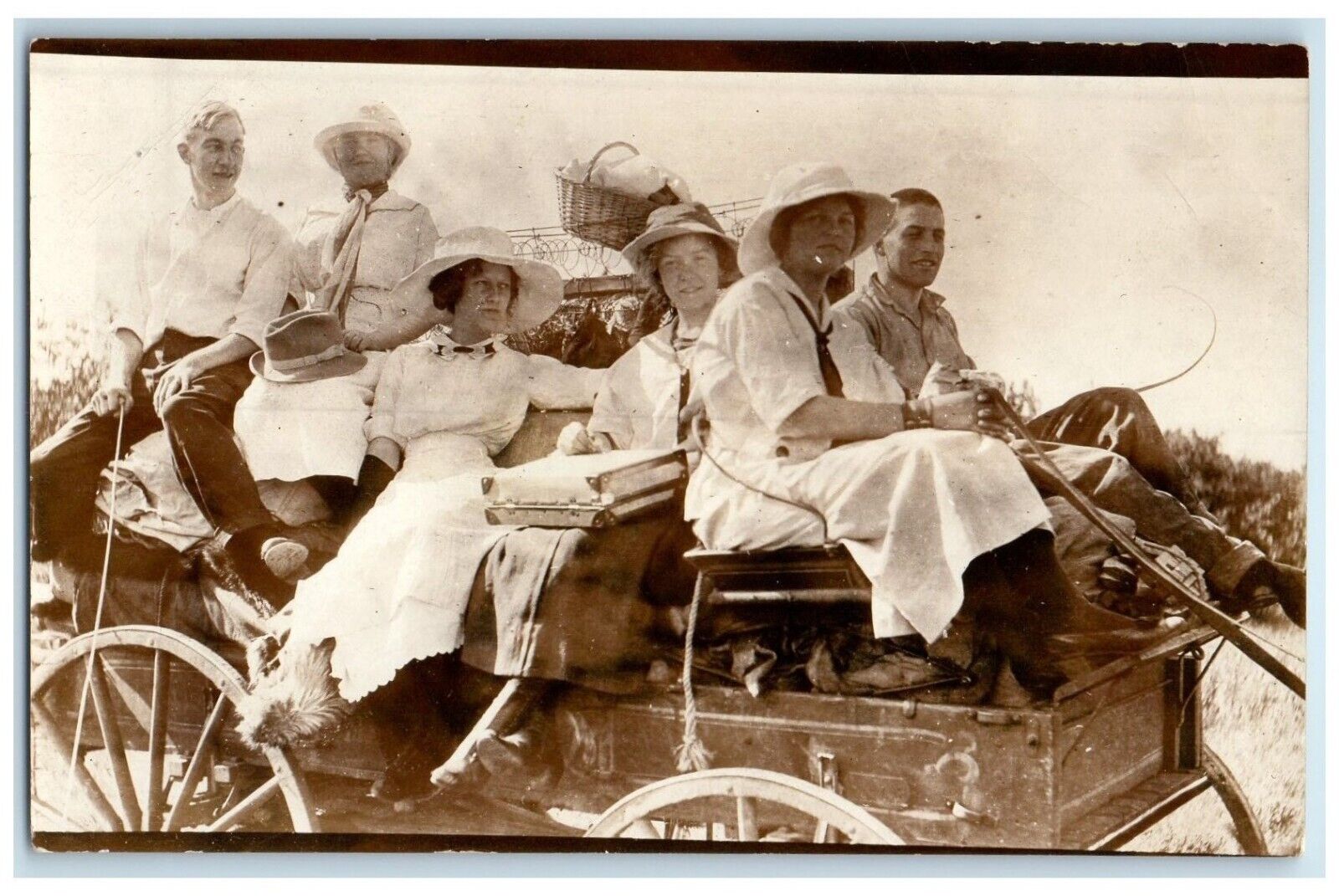 c1910\'s Men And Women Riding Wagon RPPC Photo Unposted Antique Postcard