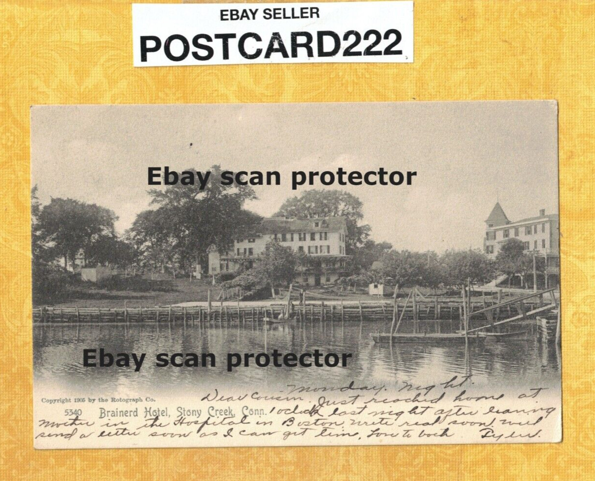 CT Stony Creek Branford area 1916 antique postcard BRAINERD HOTEL Connecticut