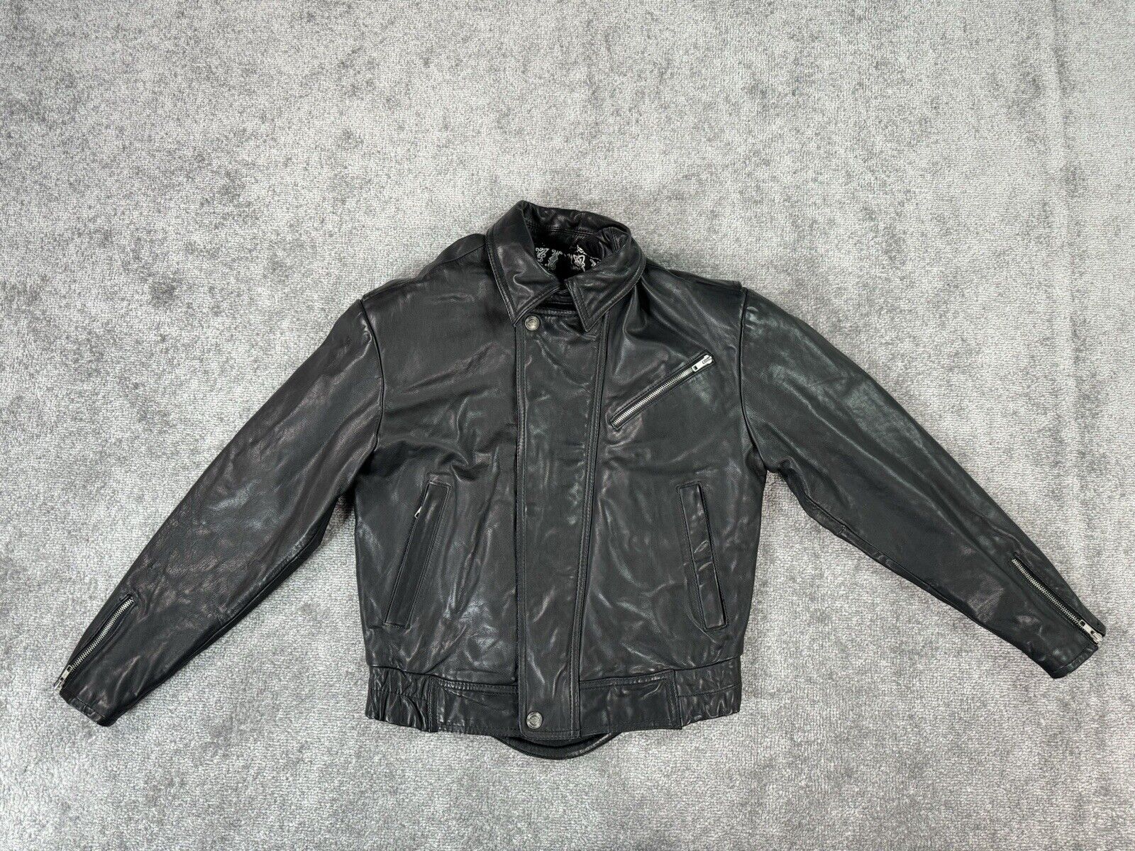 Harley Davidson Jacket Men Small Black Heavy Leather Motorcycle Embroidered Logo