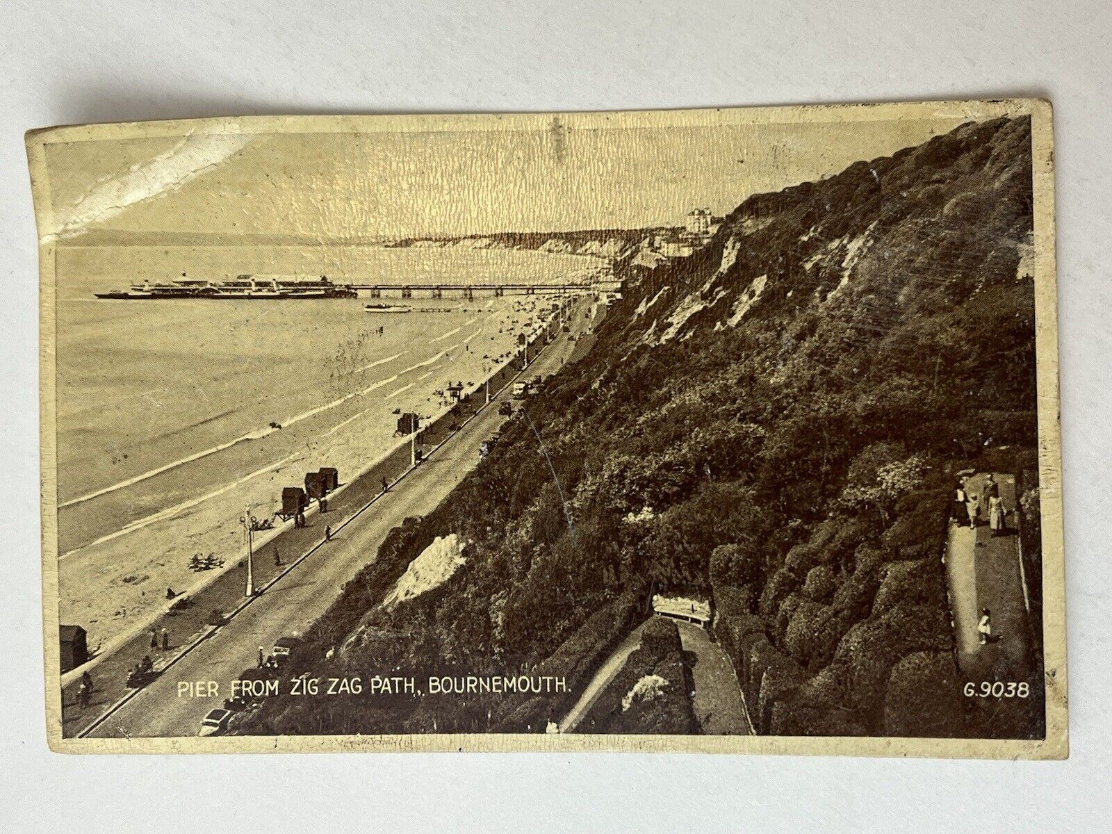 🌊1930s PC Bournemouth Dorset England Postcard Pier Of Zig Zag Path 1 Day Ship👍