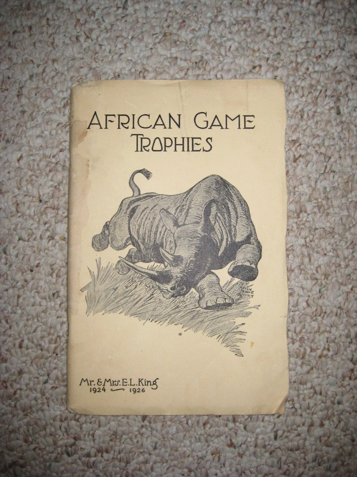 Vtg African Game Trophies Booklet Photos 1924-26  E.L. King Watkins Winona, MN