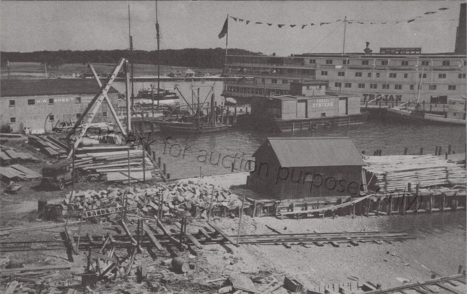 Greenport, NY: Old Time Sweet's Shipyard Steamboat Trojan, Long Island Postcard
