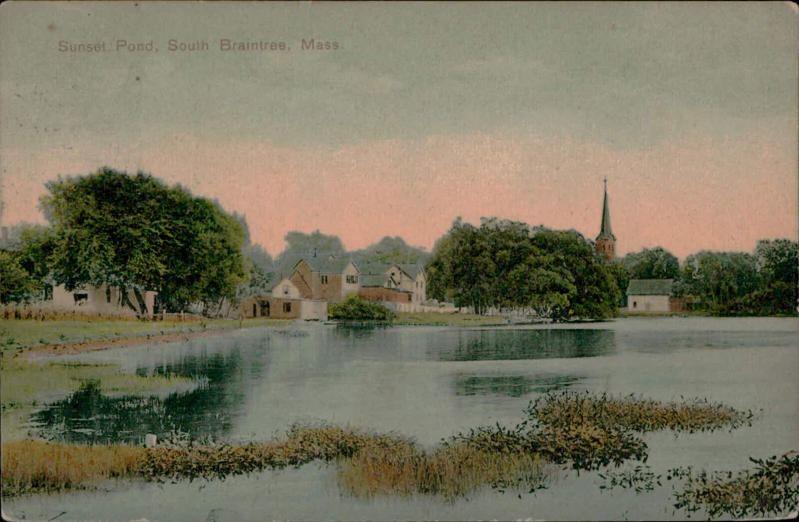 Postcard: Sunset Pond, South Braintree, Mass. HILI