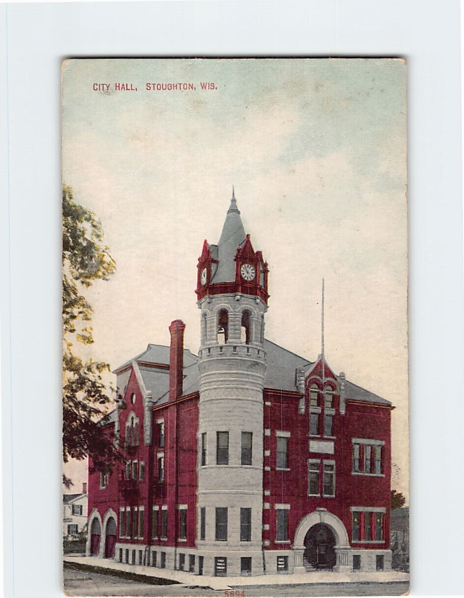 Postcard City Hall Stoughton Wisconsin USA
