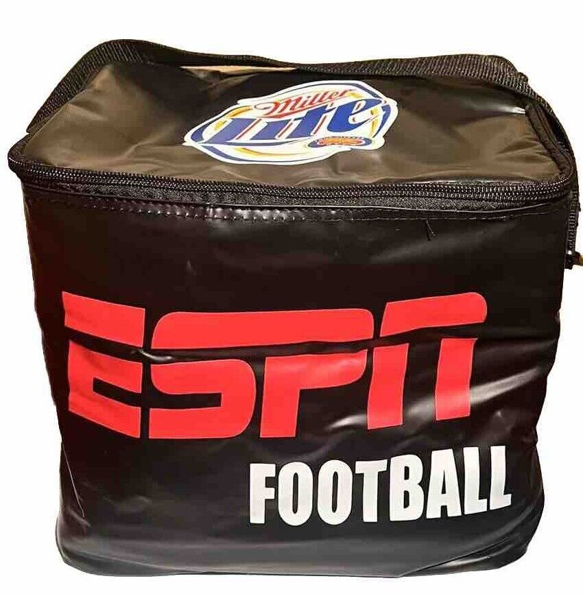 Vintage Cooler Lunch Bag Miller Lite ESPN Football With Zipper & Strap Pre Owned
