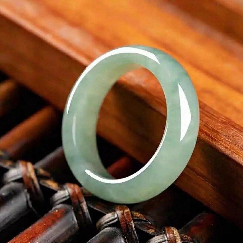 Natural Green Aventurine Jade Crystal Ring Quartz Gem Round Ring Healing Amulet