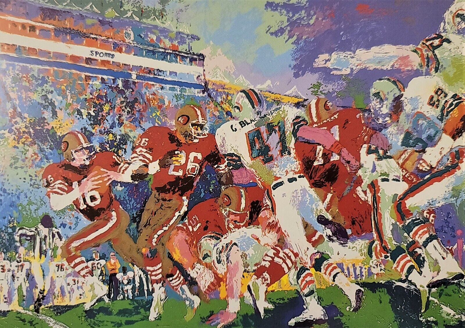 POST-SEASON FOOTBALL CLASSIC BY LeROY NEIMAN collectable Post Card  -  1985