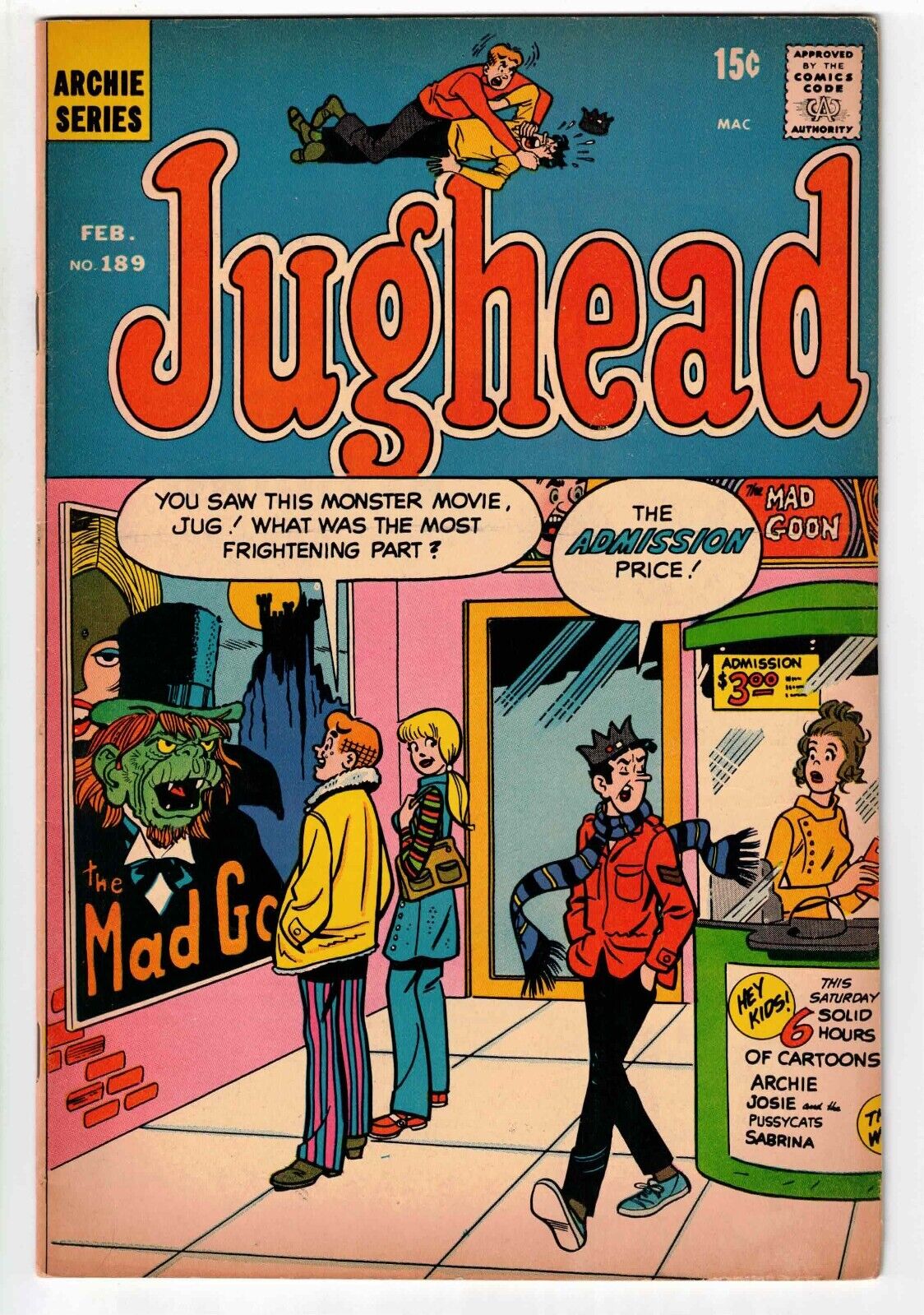 ARCHIE\'S PAL JUGHEAD #189 1971 VINTAGE MOVIE THEATER COVER BRONZE AGE NICE