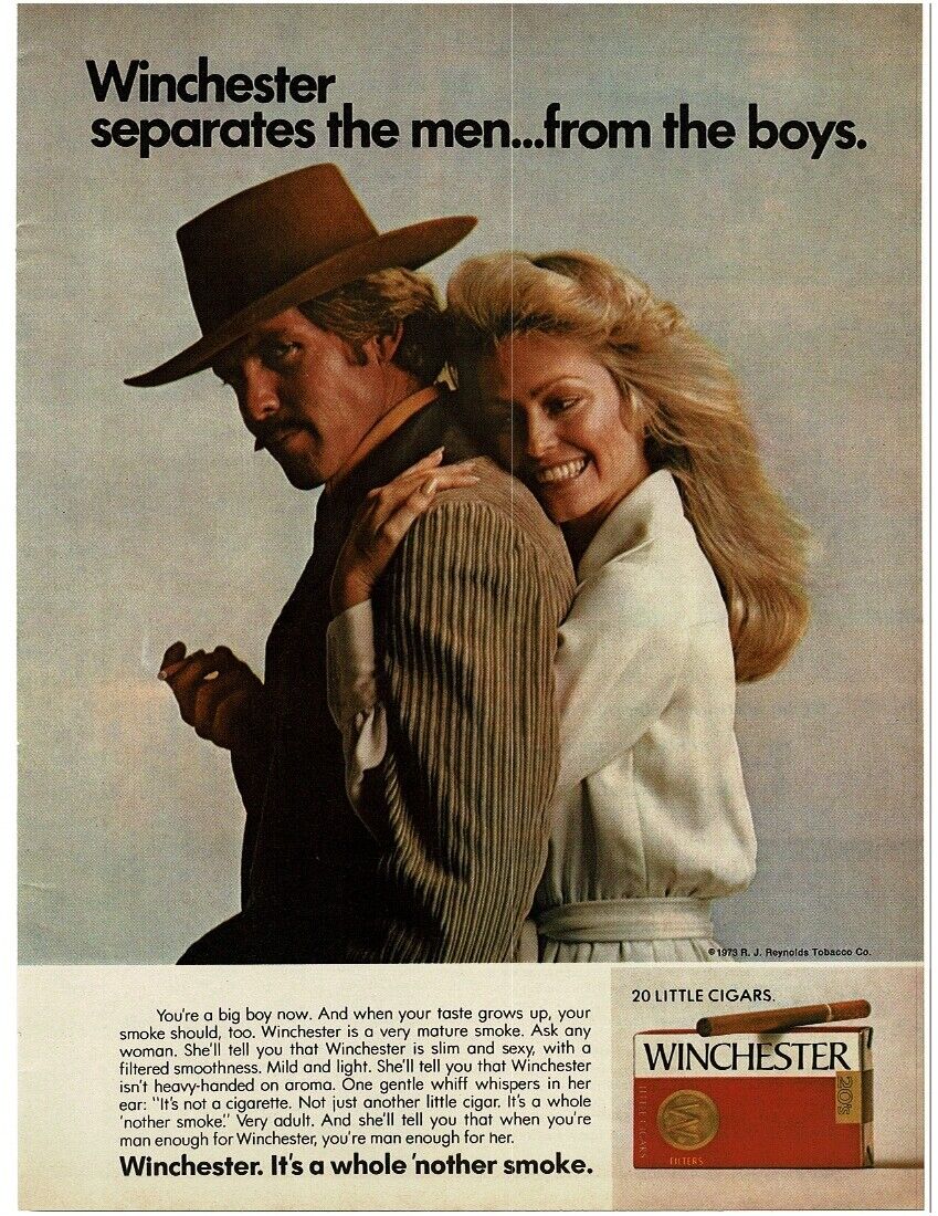 1974 WINCHESTER Little Cigars Cigarettes FARRAH FAWCETT Vintage Print Ad