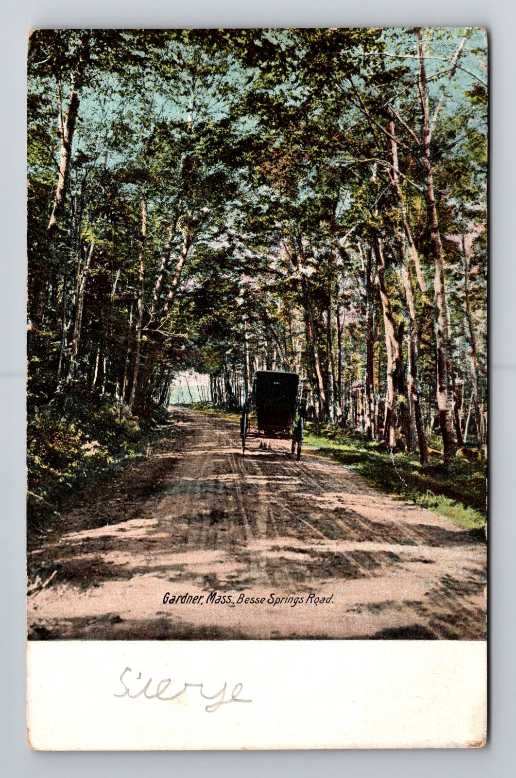 Gardner MA-Massachusetts, Besse Springs Road, Auto, Vintage c1906 Postcard