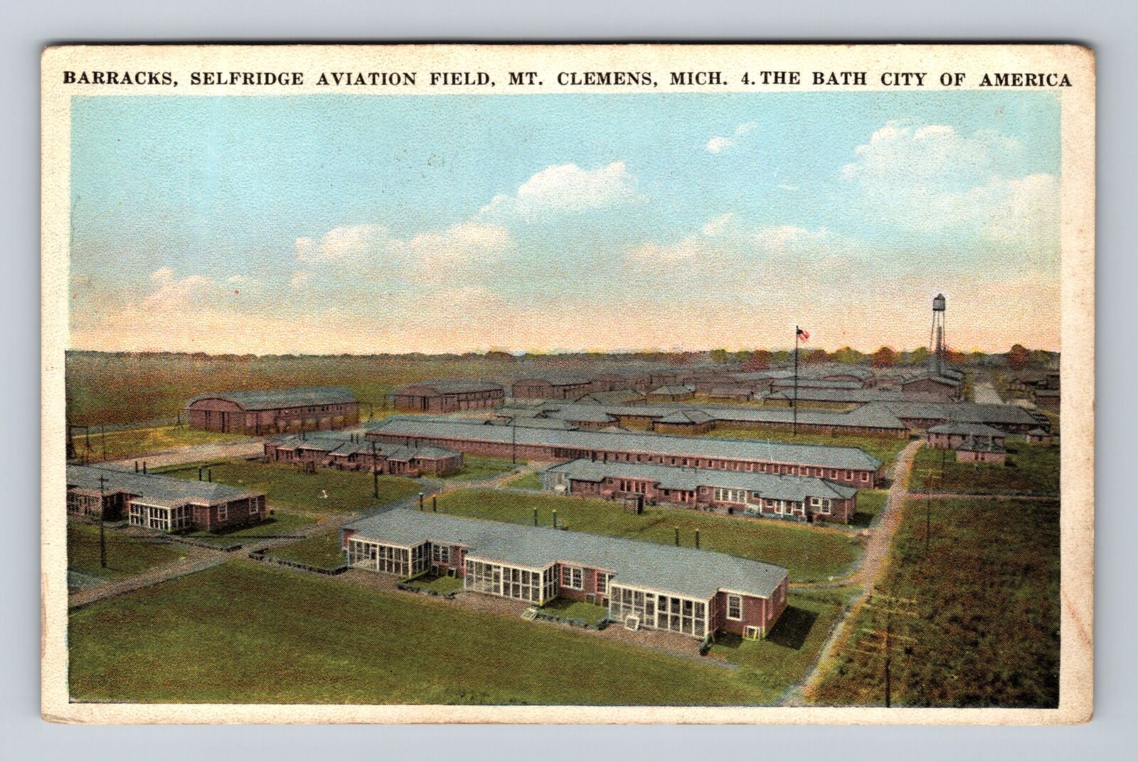 Mt Clemens MI-Michigan, Barracks, Selfridge Aviation Field, Vintage Postcard