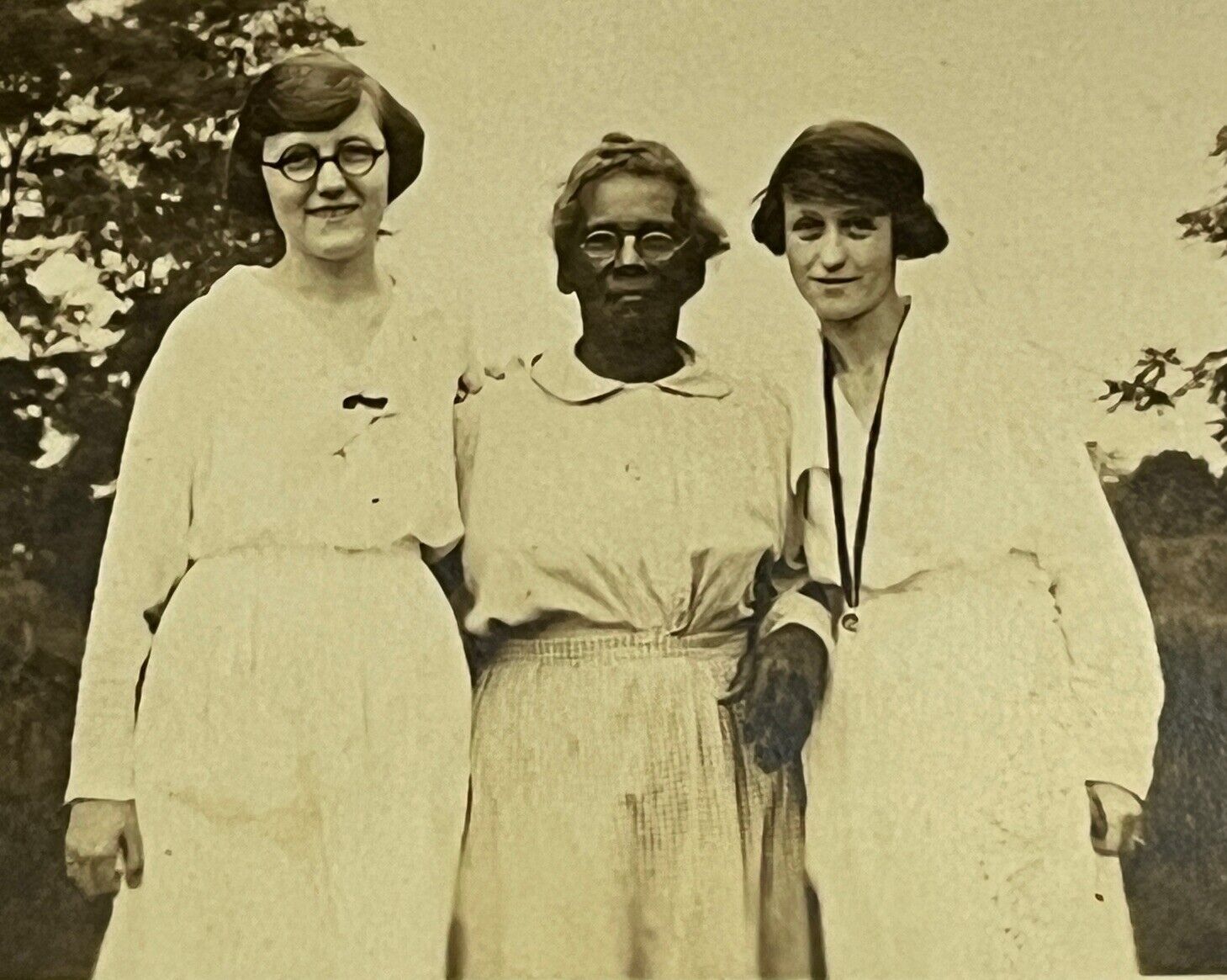 Vintage Photo African American Nanny Two Pretty White Girls Women Black 1915