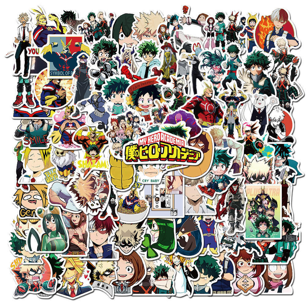 100pcs My Hero Academia Stickers Anime Set Sticker Katsuki Eijiro Shoto Ochaco