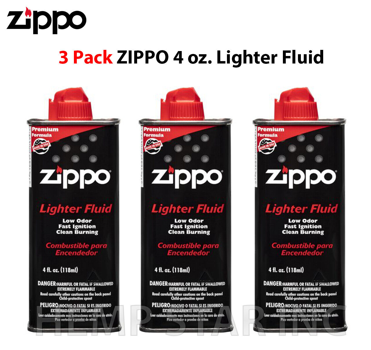 3x Zippo 4 Oz Can Fuel Fluid For All Zippo Pocket Lighters