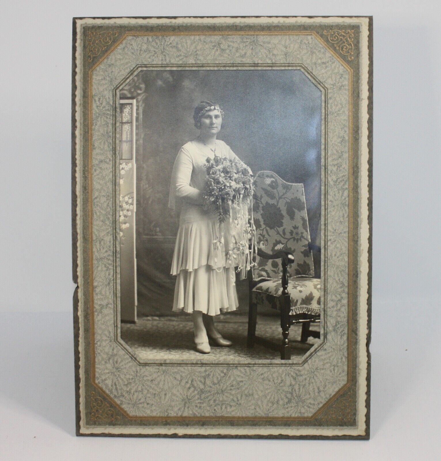 Vintage Photograph Wedding Bride Black and White Original Studio Holder