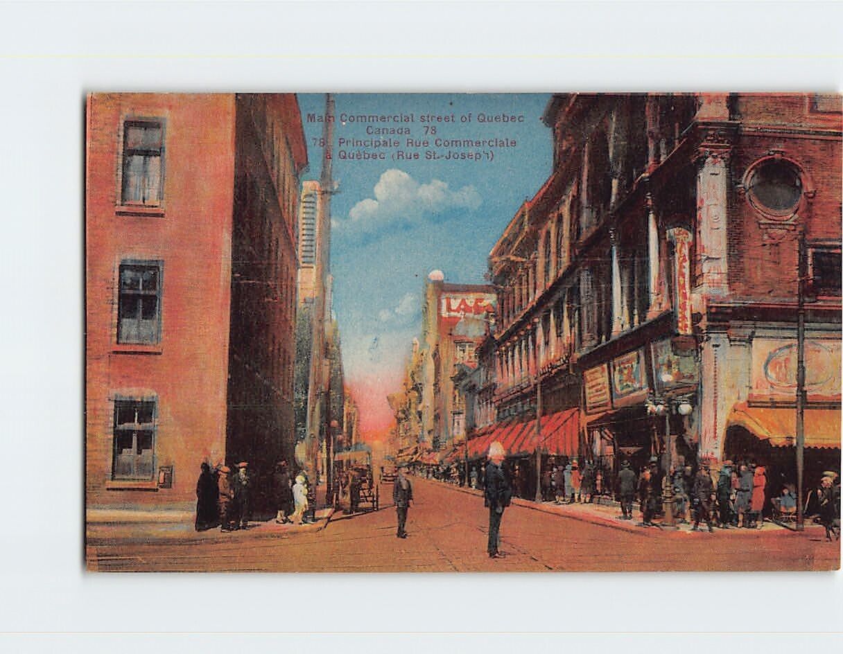 Postcard Main Commercial Street Quebec Canada