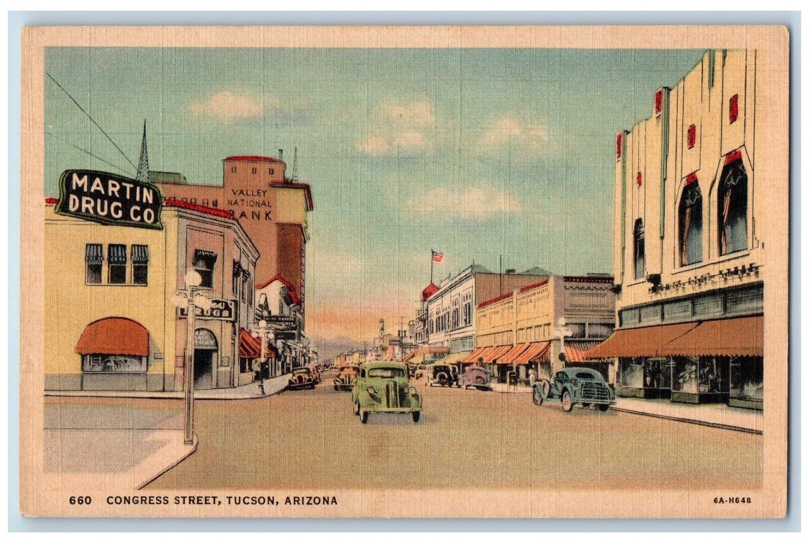 Tucson Arizona Postcard Congress Street Exterior Building c1940 Vintage Antique