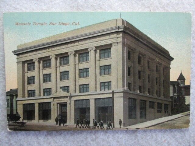 Antique Masonic Temple, San Diego, California Postcard 1915