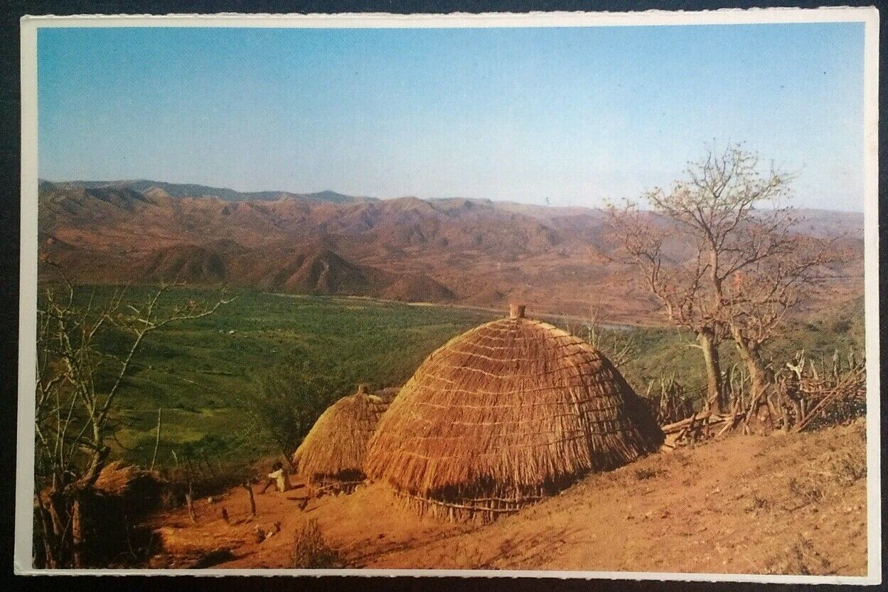 South Africa Postcard 1972 Rare VHTF Zulu Huts Sacred Valley Christmas 