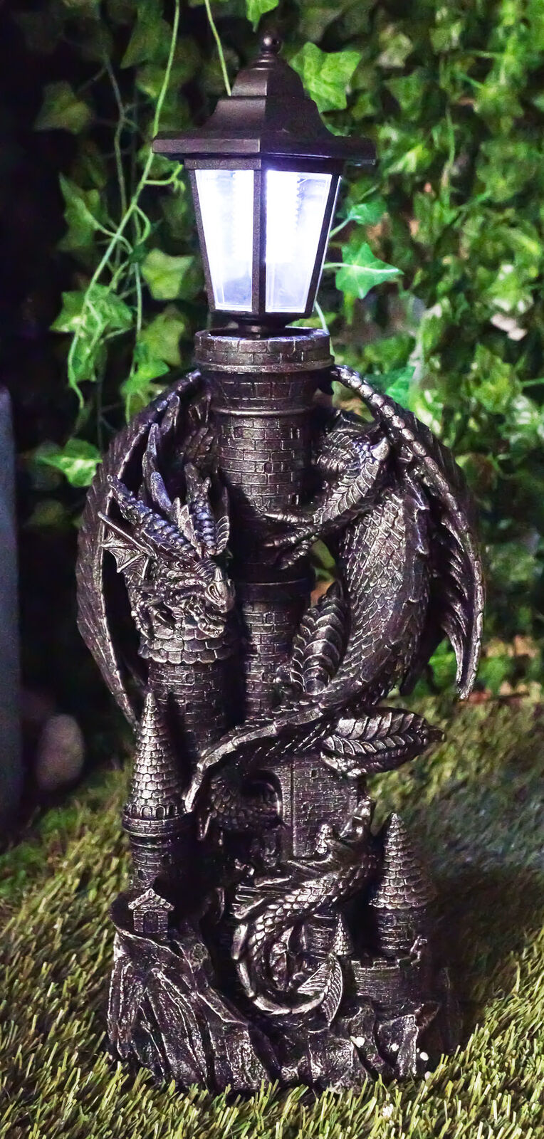 Dragon Keeper of the Castle Light Solar LED Lantern Statue 21\