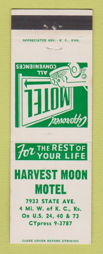 Matchbook Cover - Harvest Moon Motel Kansas City KS
