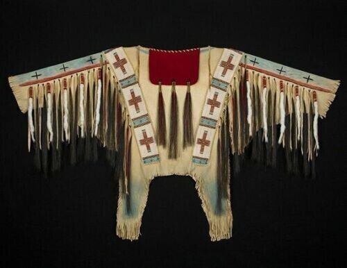 Old Style American Buckskin Buffalo Beaded Fringes Powwow Regalia War Shirt NW8