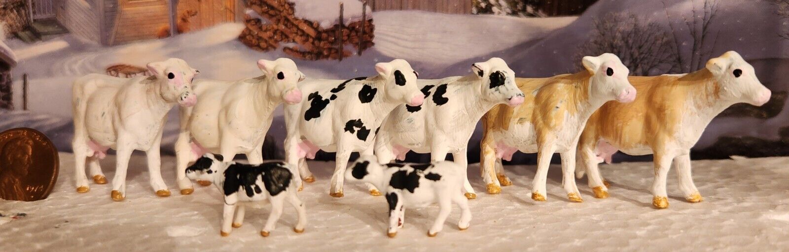 Custom CM Ertl 1/64 Lot Of 8 Commercial Dairy Milk Cattle Farm Cow Set