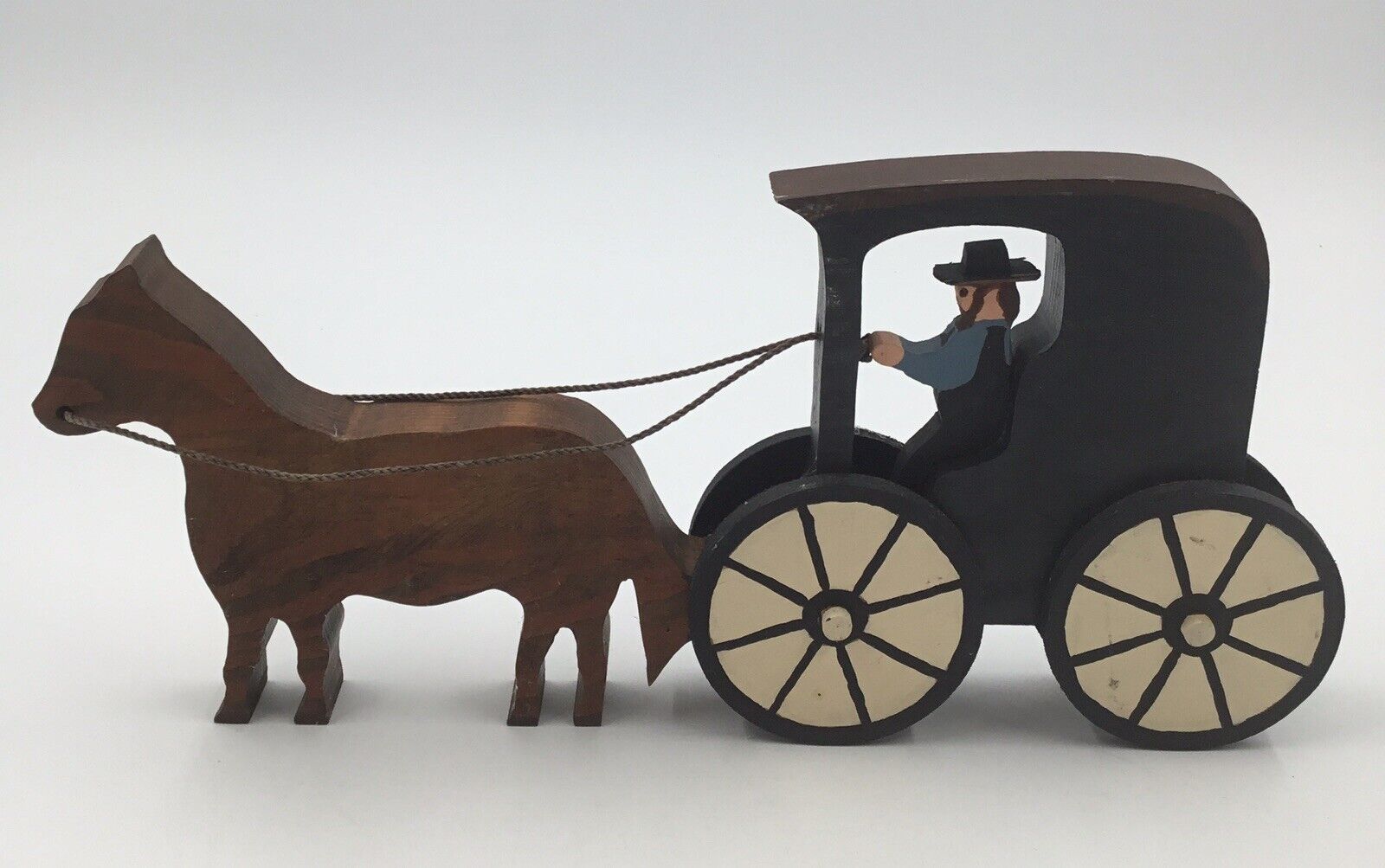 Wooden Amish Horse & Buggy Decor Approximately- 5”T X 10.5”