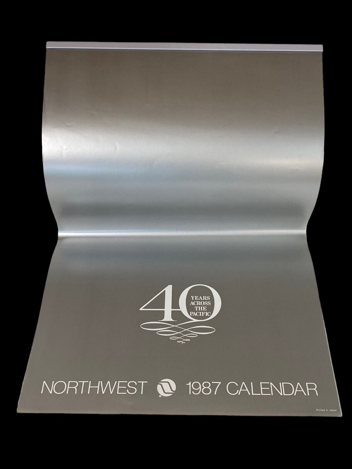 Calendar 1987 NORTHWEST AIRLINES Large Wall 40 Years Across Pacific 21” x 13”