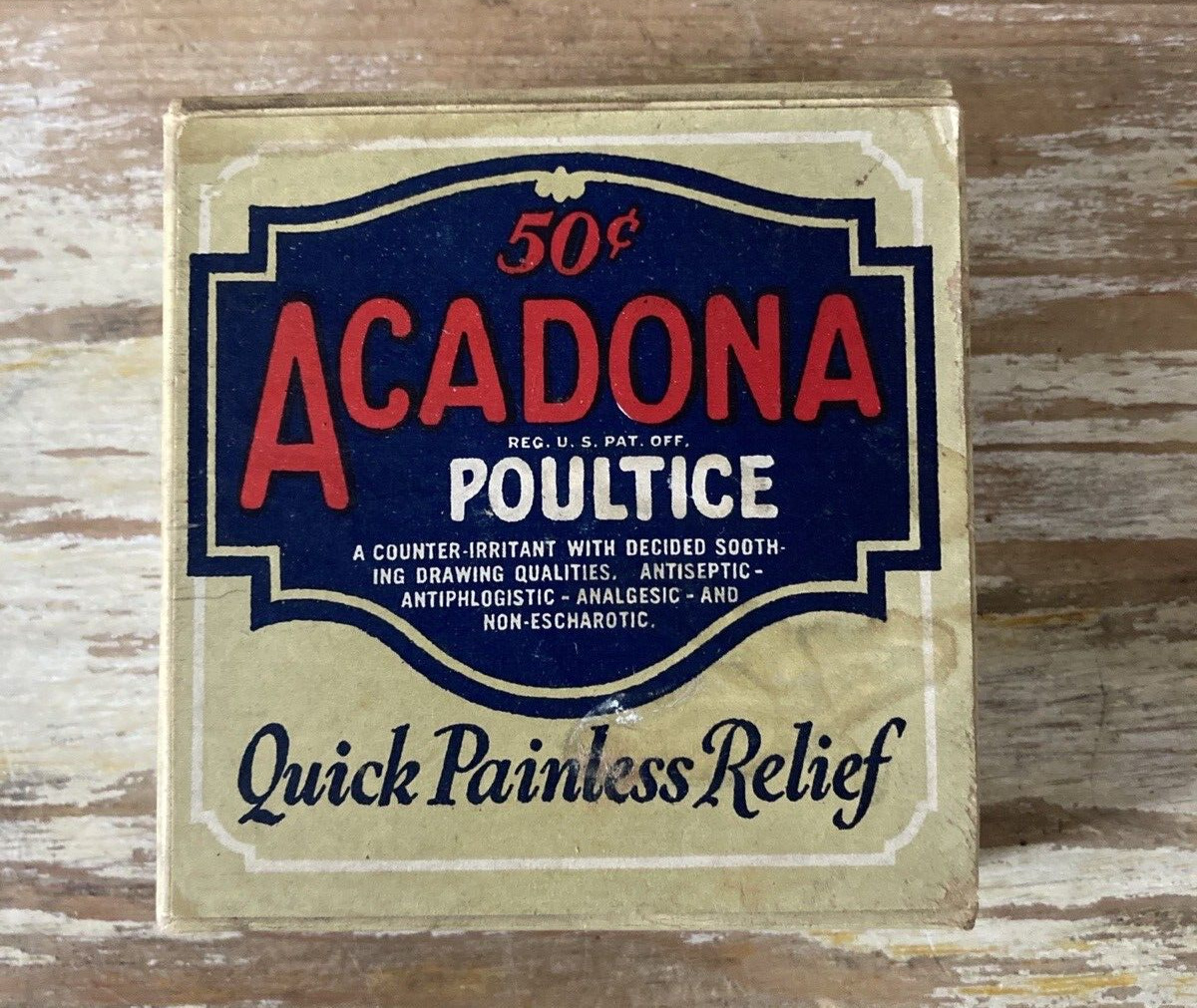 Vintage drug store pharmacy Acadona Boil Poultice NOS first aid medicine 1930\'s