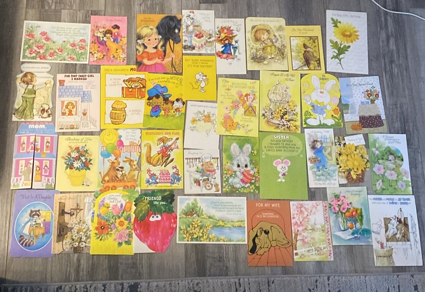 Lot Of 37 VINTAGE GREETING CARDS - 1960s-1970s All Holidays / Occassions USED 