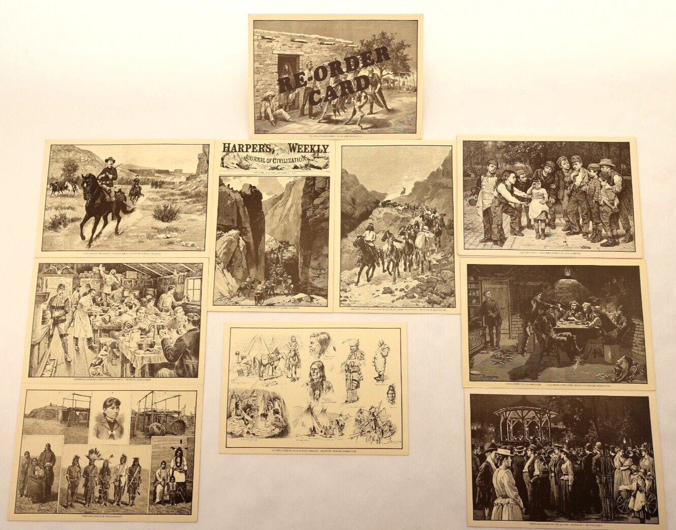 Lot of 10 Harper\'s Weekly A Journal Of Civilization Postcards 1890s