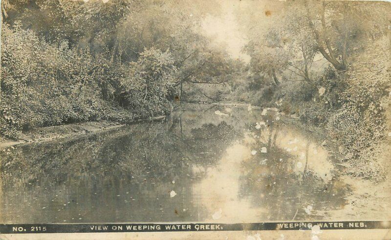 Weeping Water Nebraska View Creek #2115 1909 RPPC Photo Postcard 21-12055