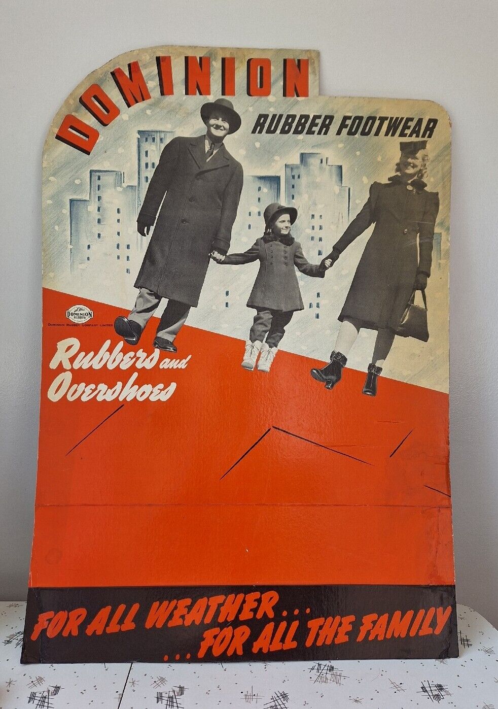 Dominion Rubber Footwear Advertising Standee 32½x22½