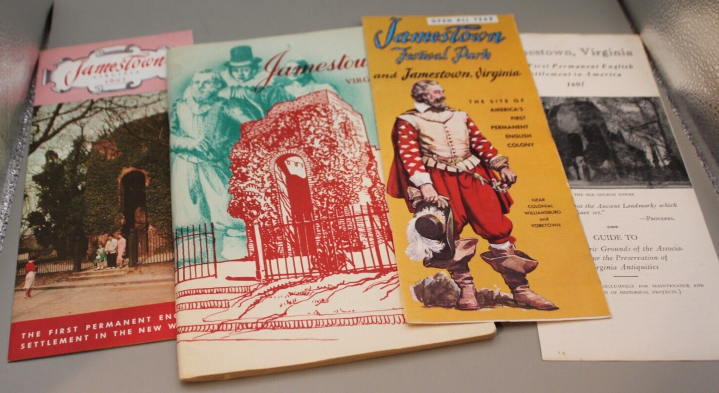 4 Old Vintage Jamestown Virginia travel brochures 1960\'s