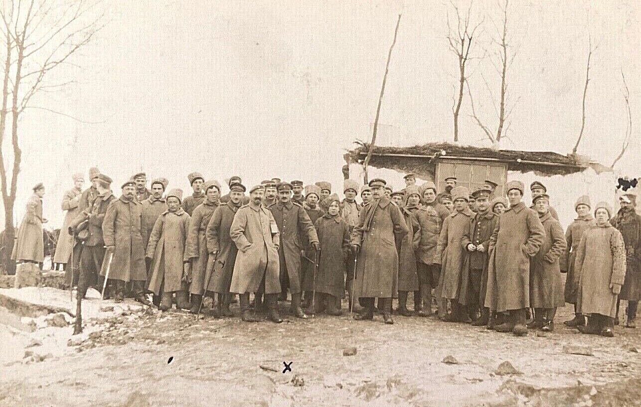 WW1 GERMAN & RUSSIAN COSSACK FRATERNIZATION ID\'d FEB 24,1918 PHOTO POSTCARD RPPC