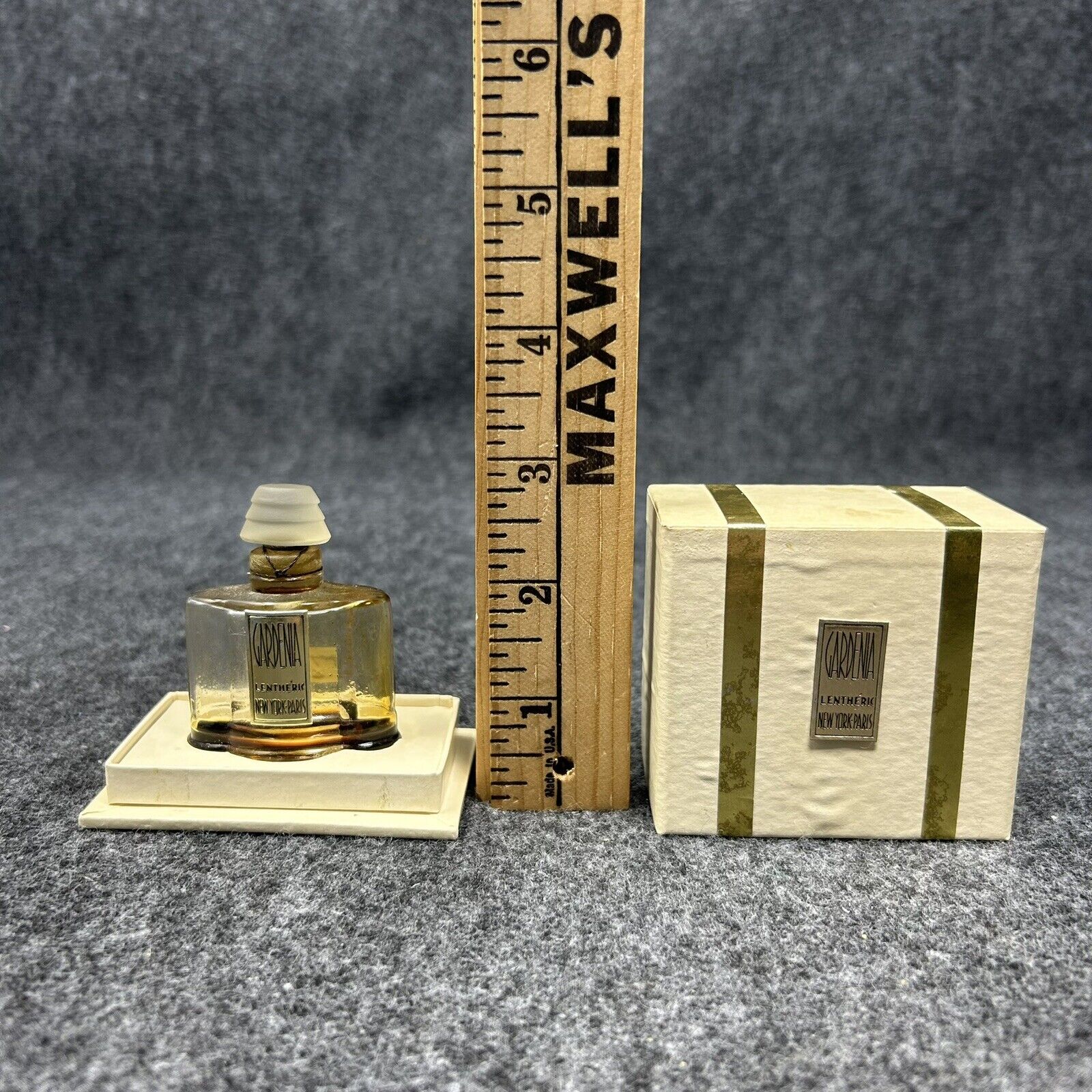 Gardenia Lentheric Vintage Perfume Bottle and Box Glass Sample Mini Vanity Decor