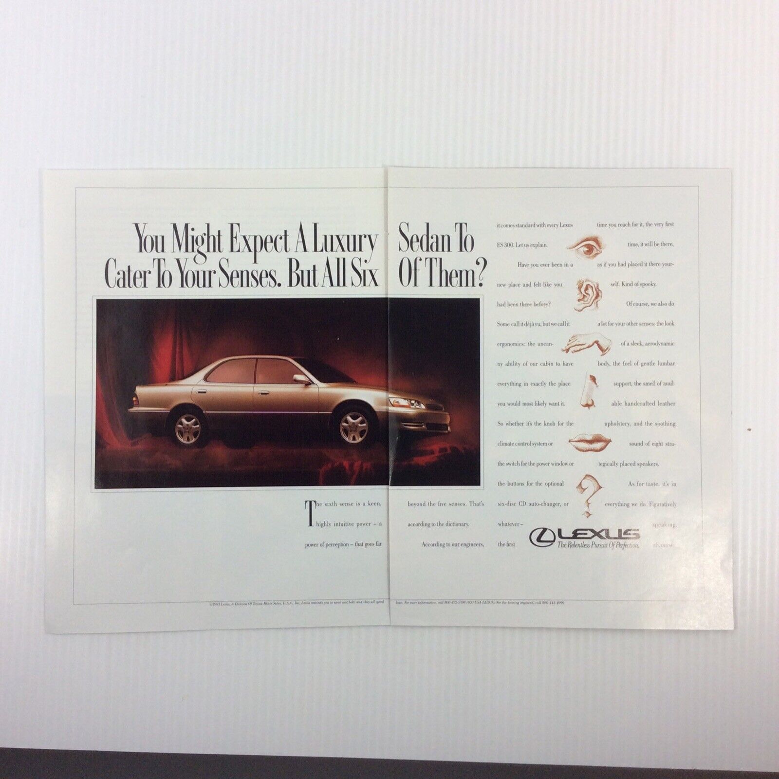Vintage Print Advertisement 1993 Lexus Cater To Your Senses Double Page