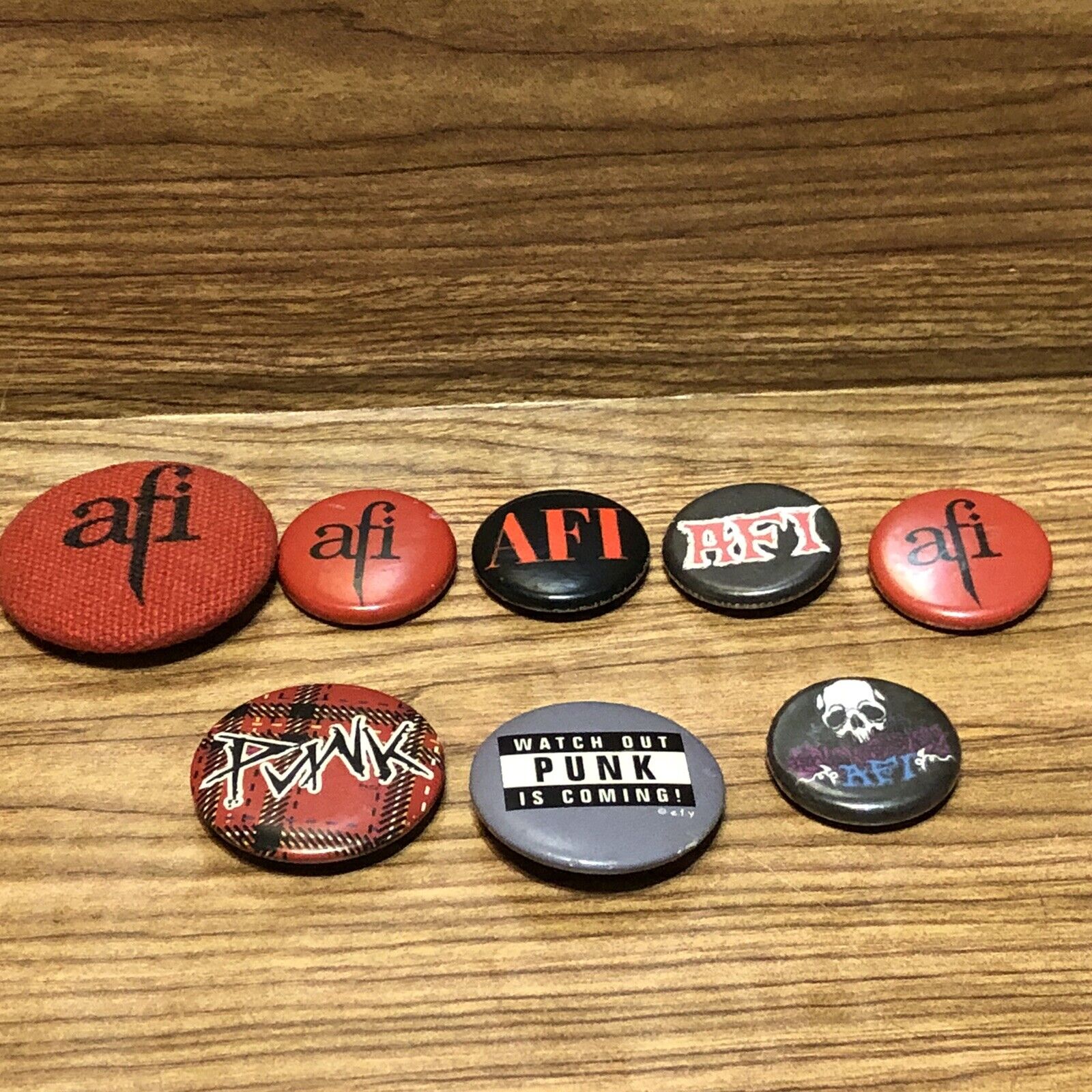 Vtg 8 AFI Punk Band Pinback Buttons Watch Out Punk is Coming Skeleton Music Lot