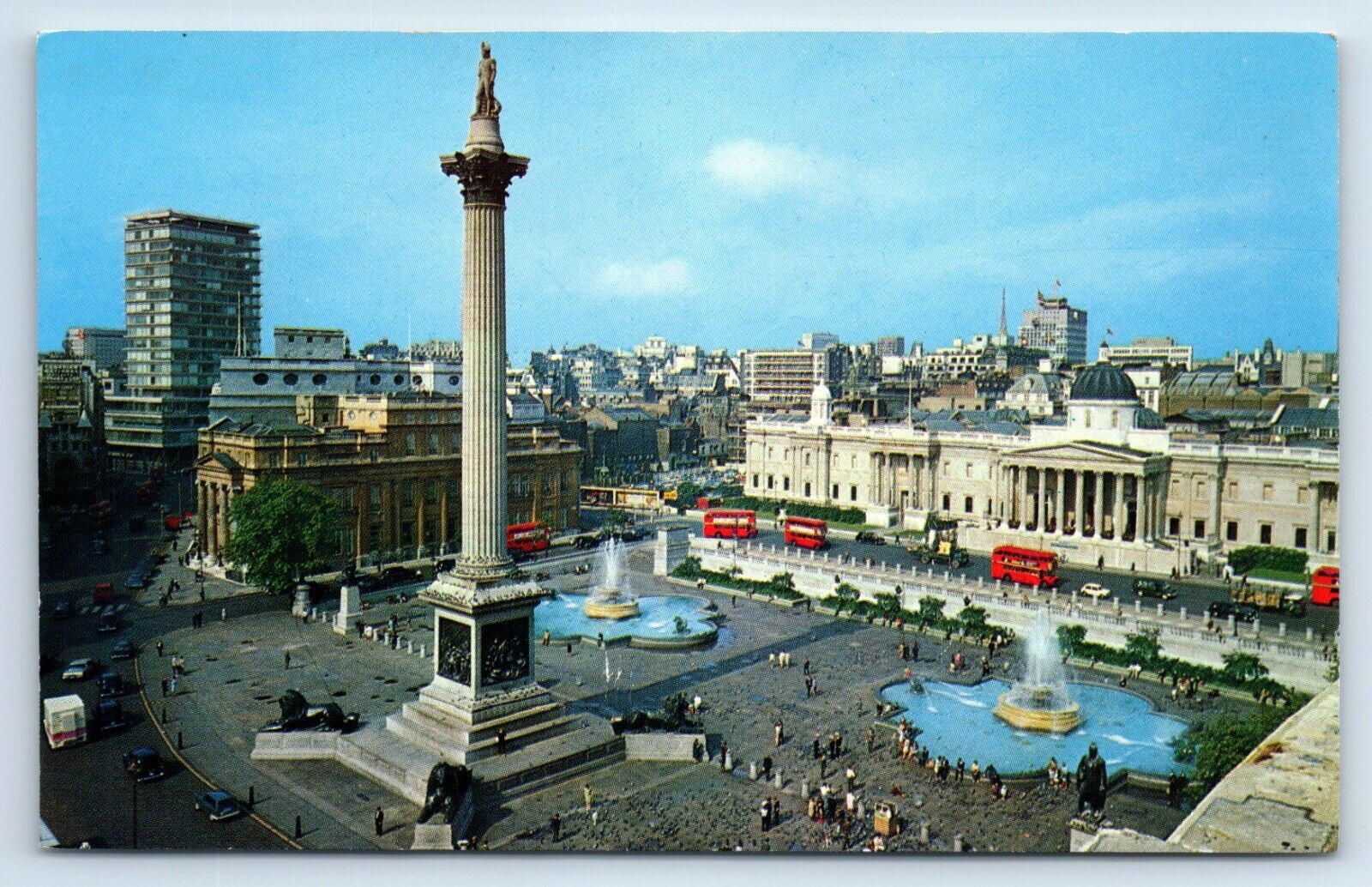 Postcard - Trafalgar Square and Nelson Column in London England c1960s
