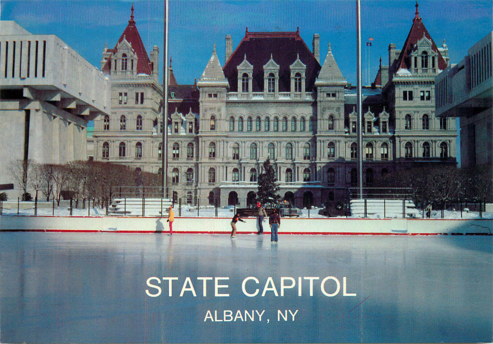 Postcard Ice Skating in Front of the State Capitol in Albany New York, NY