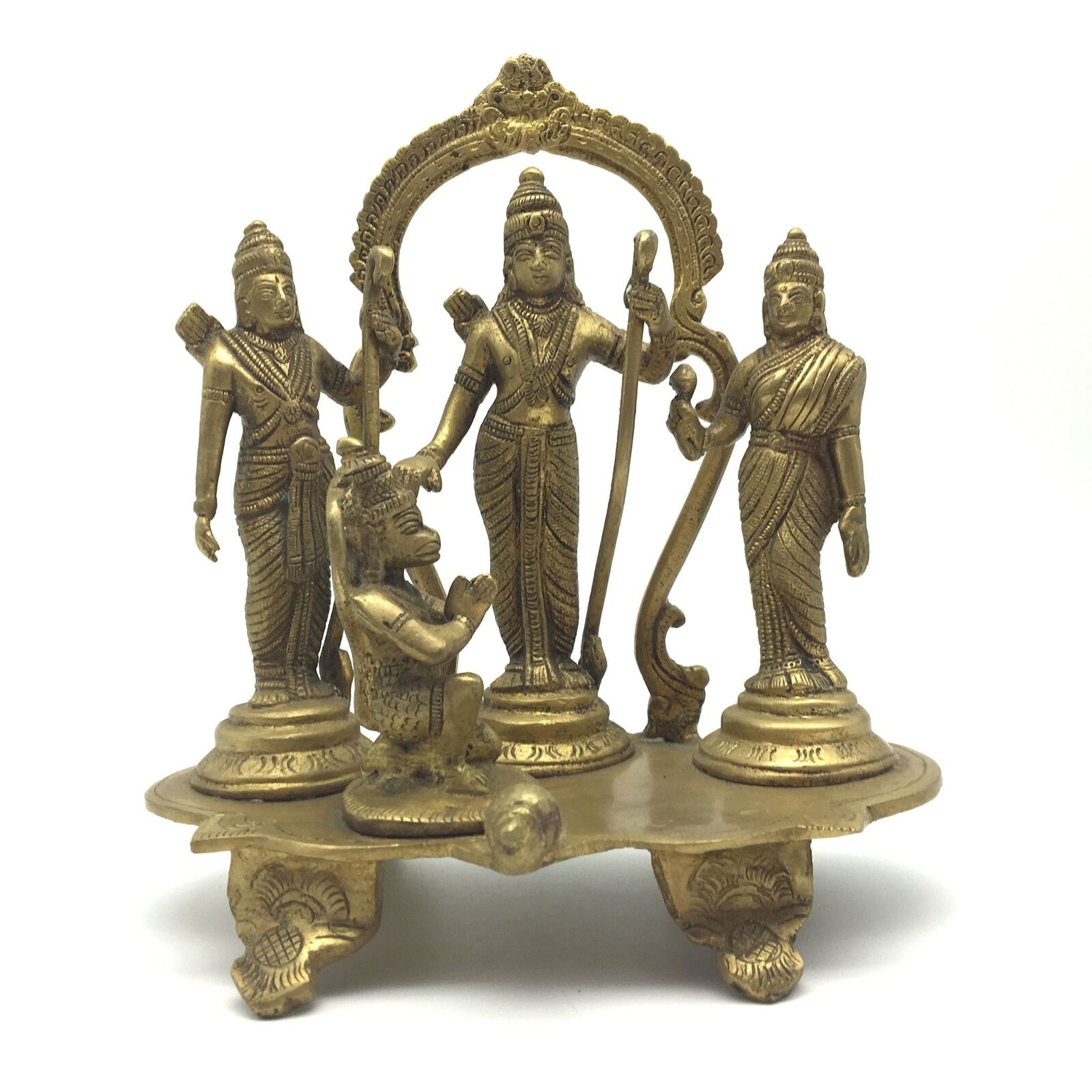 Ramdarbar Handcrafted India Gods Brass Statue Rama Sita Lakshmana Hanuman 7.5\