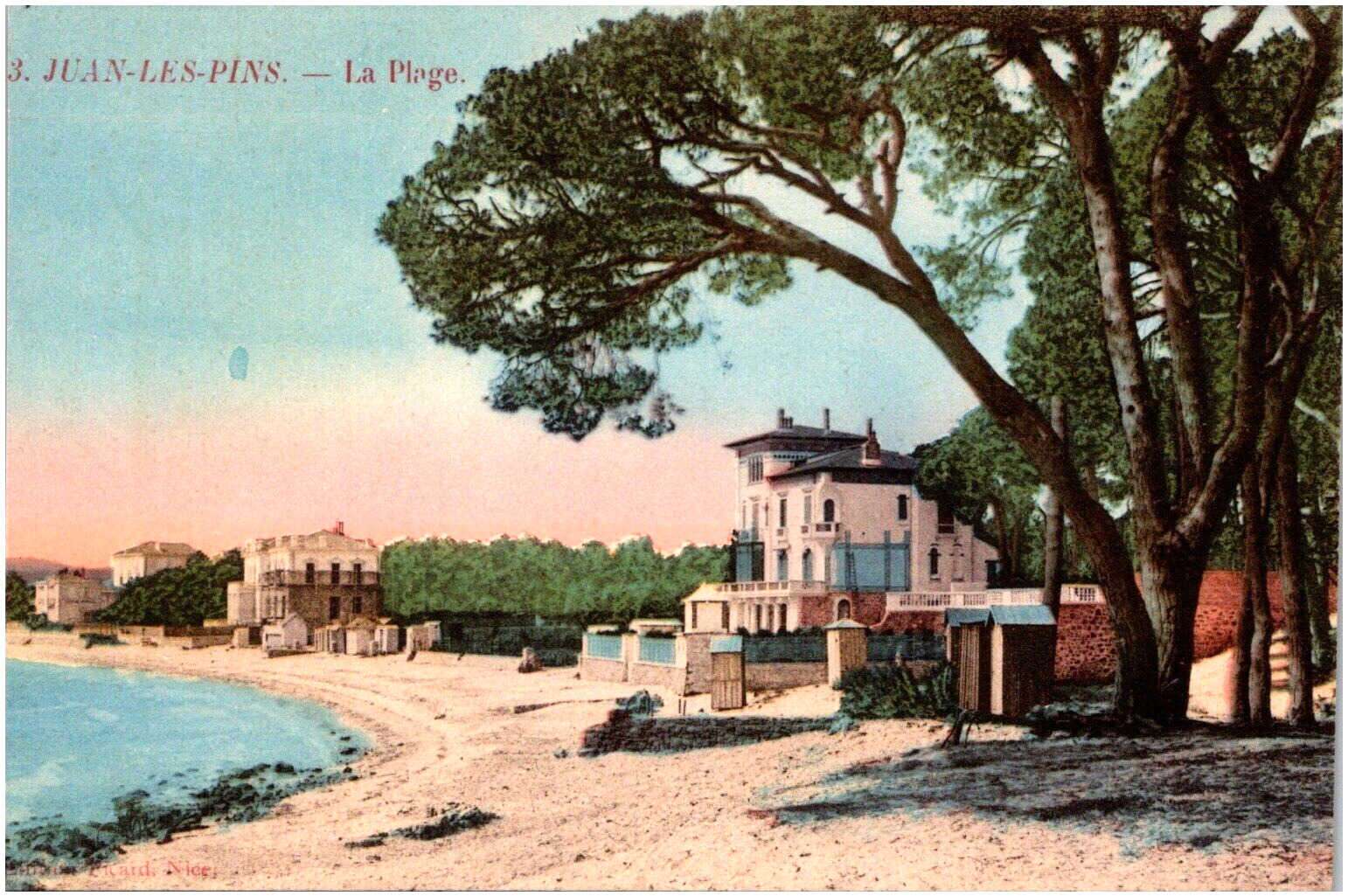The Beach & Resorts at Juan-les-Pins France 1910s Postcard Hand-Tinted
