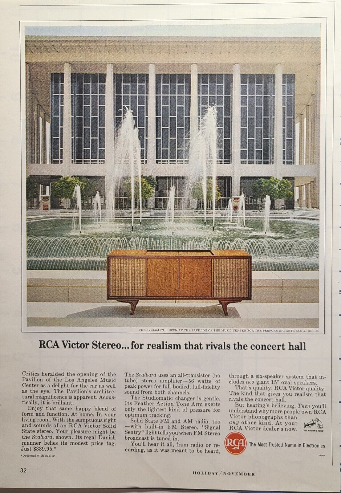 RCA Victor Svalbard Console Stereo Los Angeles Pavilion Vintage Print Ad 1965