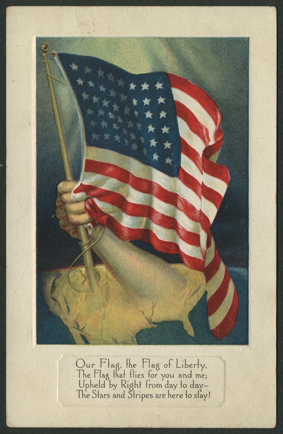 c.1910s-20s PATRIOTIC FLAG OF LIBERTY Postcard, Impressive Illustration
