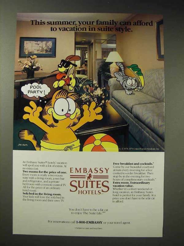 1987 Embassy Suites Hotels Ad - Garfield by Jim Davis