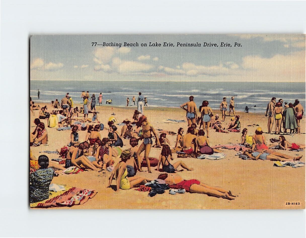Postcard Bathing Beach Lake Erie Peninsula Drive Erie Pennsylvania USA