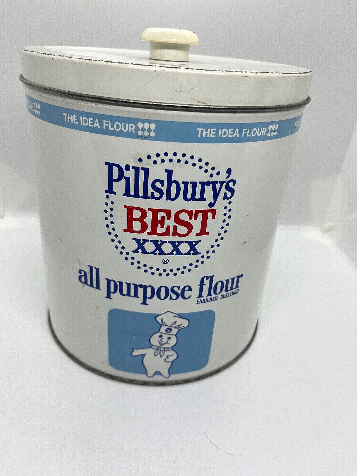 Vintage J.L. Clark Pillsbury\'s Best Metal Tin Flour Canister Pillsbury Doughboy