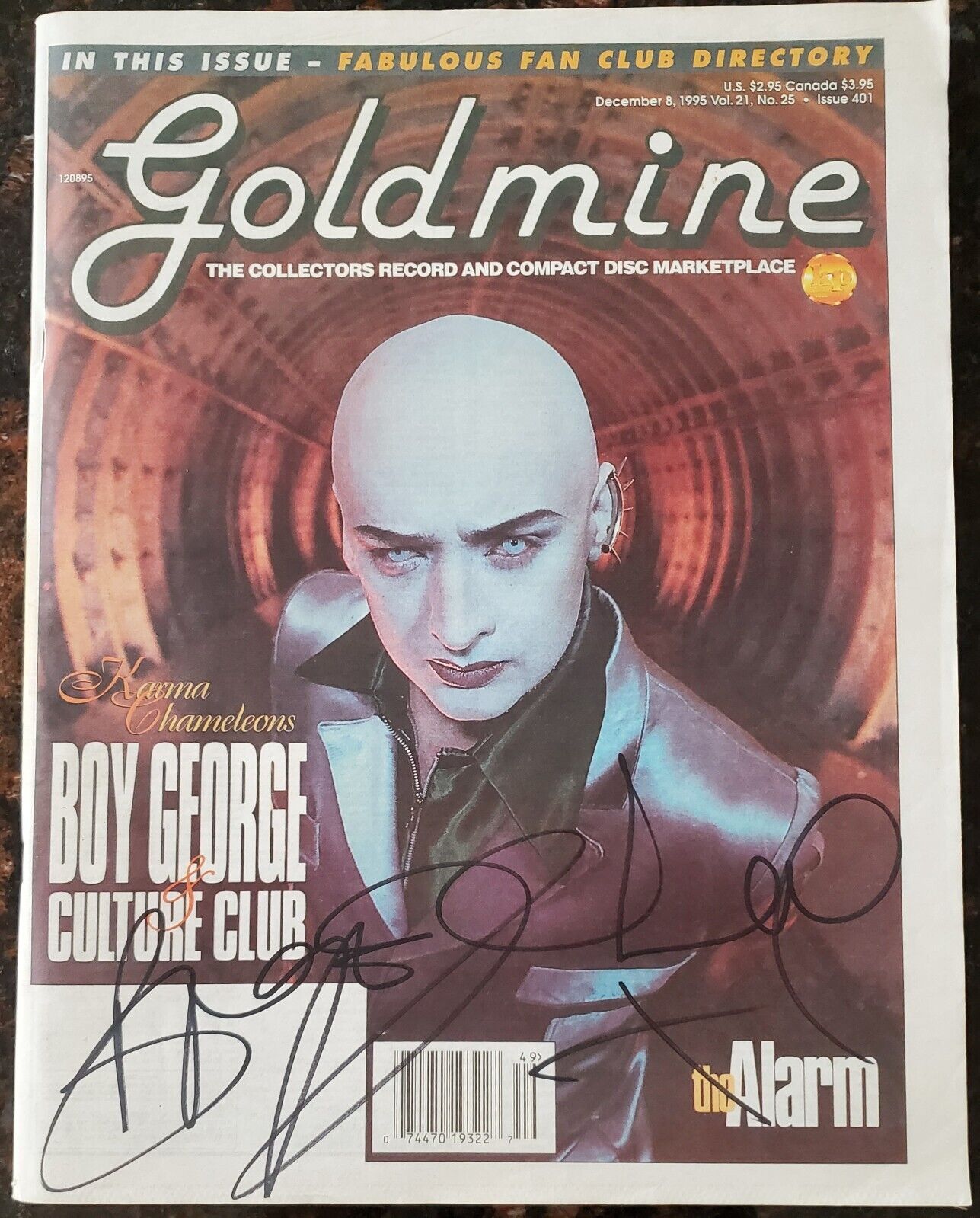 Autograph Boy George Culture Club 1995 Goldmine Music Newspaper Magazine The Ala